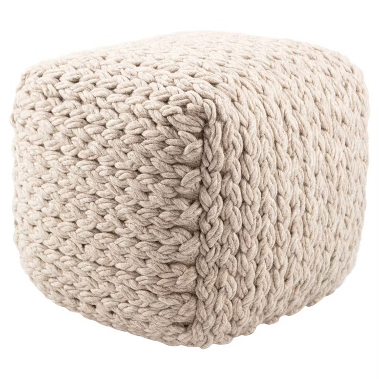 16"x16" Square Scandinavian Pouf Ottoman Tan - Jaipur Living | Target