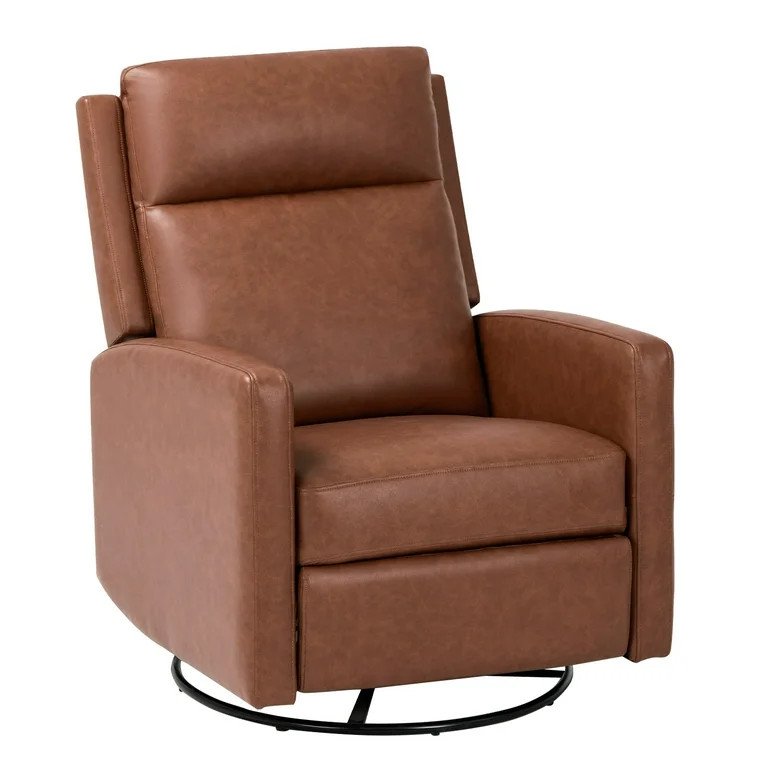 Leather Swivel Recliner with 360°Swivel and Rocking for Living Room, Bedroom and Office,Cocoa | Walmart (US)