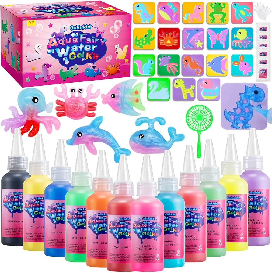 Magic Water Elf Toy Kit,12 Bottles 18 Molds 70ML Aqua Fairy Water Gel Kit for Kids with Sparkling... | Amazon (US)