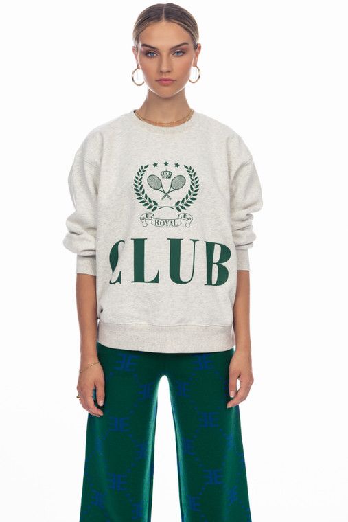 Green Club Sweatshirt / Heather Grey | EllandEmm