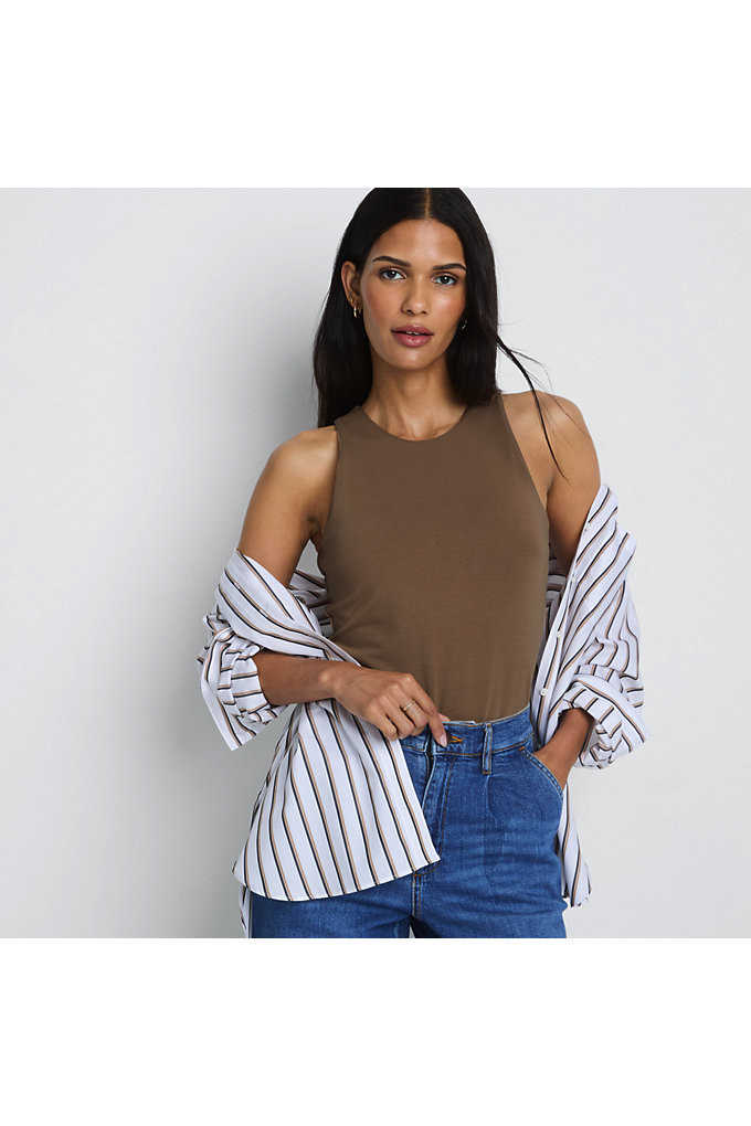 Women's Slender Tank Top - Lands' End - Brown - L | Lands' End (US)