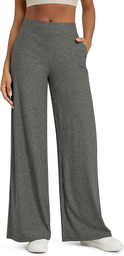 ODODOS Women's Extra Wide Leg Pants - Ultra Soft Stratum Tech Casual Relaxed Lounge Pants with Po... | Amazon (US)