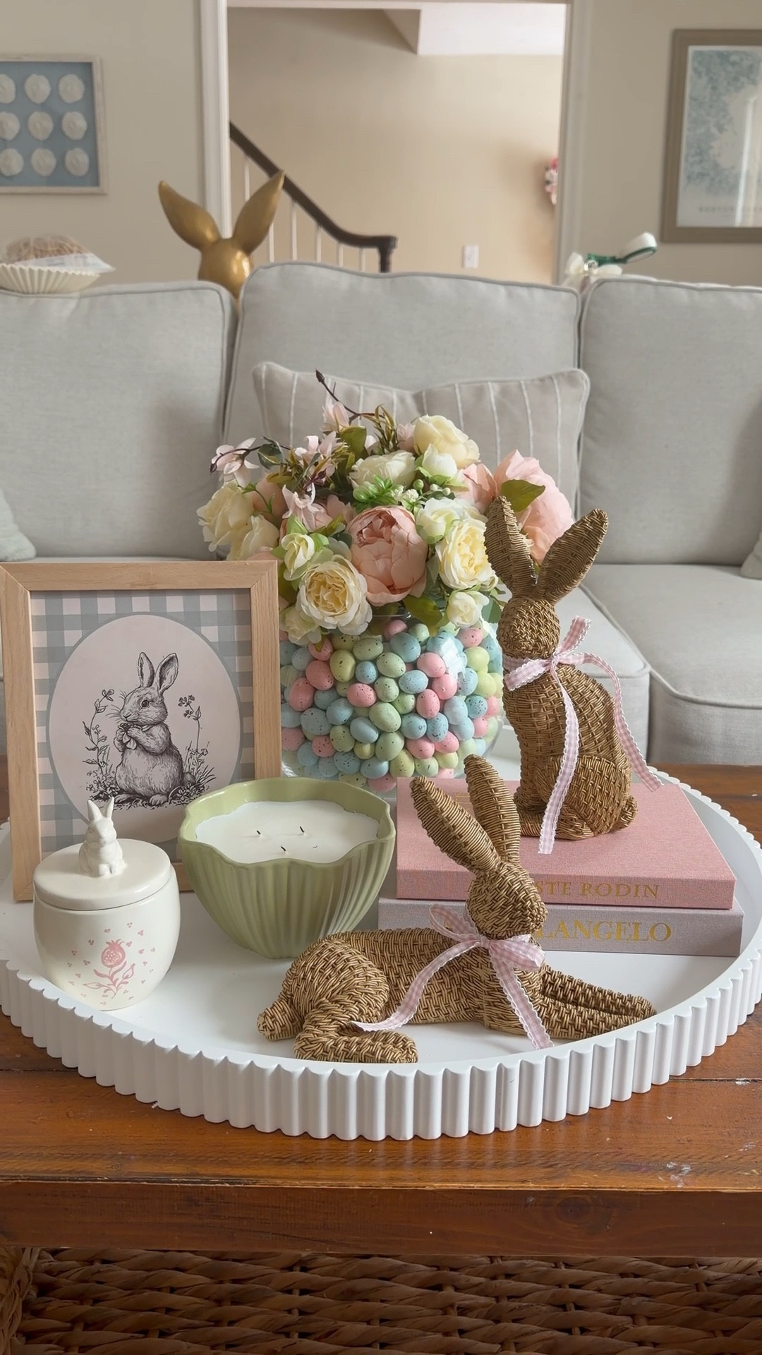 These mini Easter eggs make the cutest centerpiece and I paired some other pieces I’m loving right now with it, these peonies are so stunning and I love the rattan bunnies. 

#LTKSeasonal #LTKHome