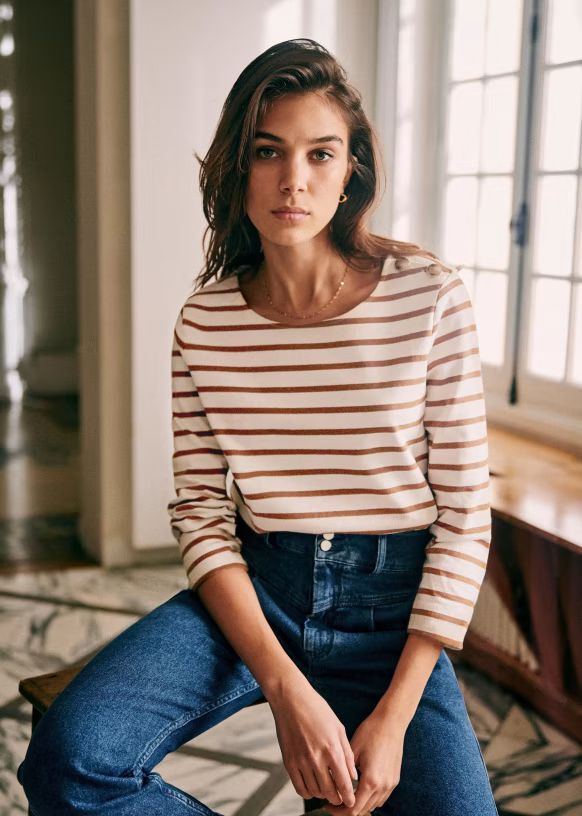 Colette Marinière - Ecru / Navy - Organic Cotton - Sézane | Sezane Paris