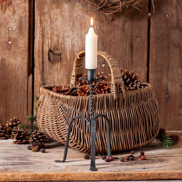 Twisted Wrought Iron Taper Candle Holder | Antique Farm House