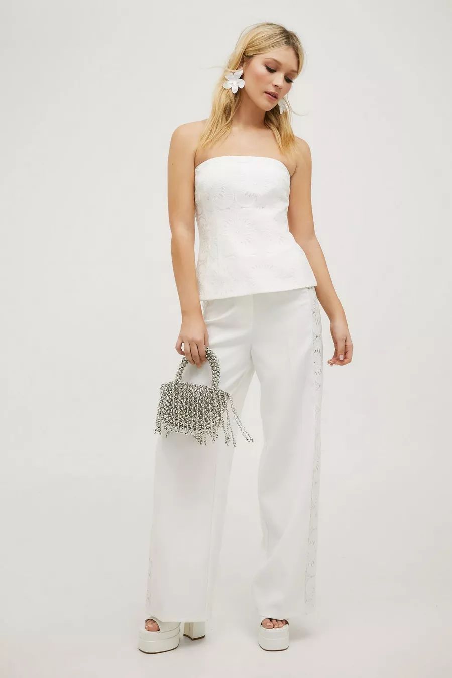 Lace Side Panel High Waisted Tailored Trousers | Nasty Gal US