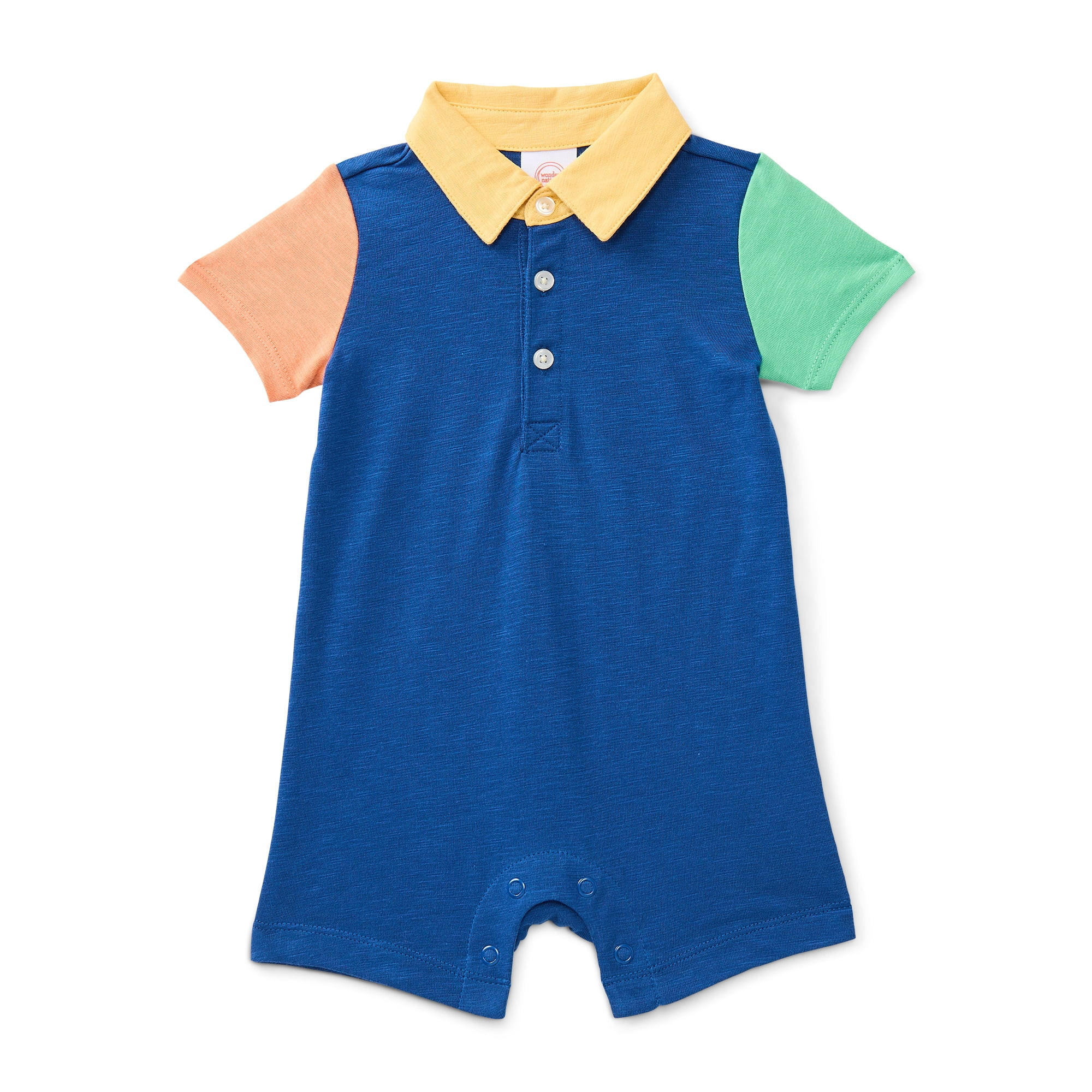 Wonder Nation Baby Boys' Polo Shortie Romper with Short Sleeves, Sizes 0/3M-24M | Walmart (US)