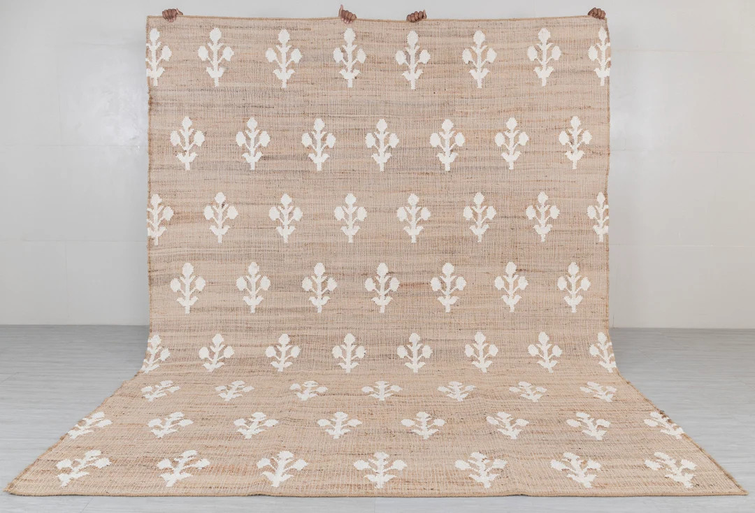 Ivory Flower Natural Jute Wool High Quality Hand Woven Premium Quality Boho Style Rug, Moroccan N... | Etsy (US)