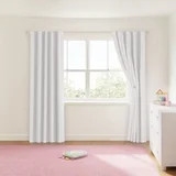 Mainstays Kids White and Pink Scallop Stripe Sheer Overlay Blackout Rod Pocket with Back Tabs Sin... | Walmart (US)