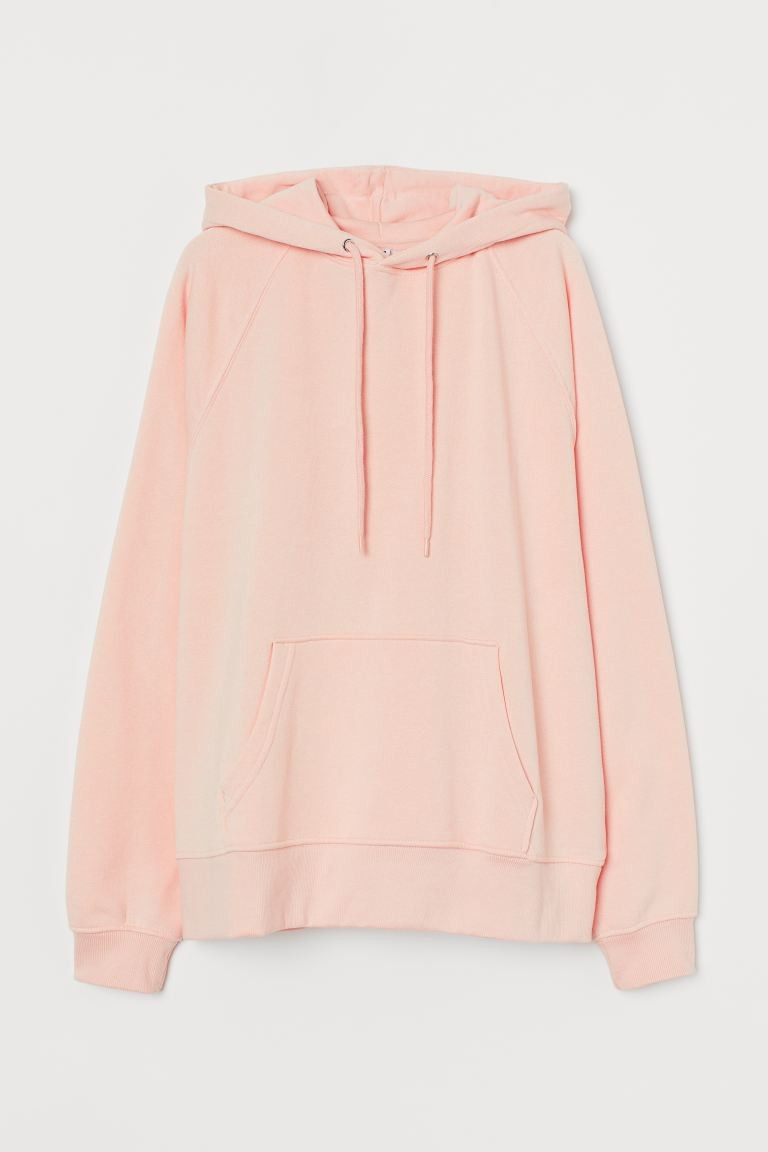 Wide-cut sweatshirt with a lined drawstring hood, long raglan sleeves, and kangaroo pocket. Ribbi... | H&M (US + CA)