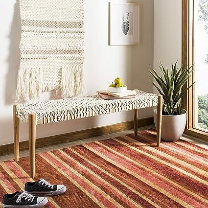 Safavieh BCH1000A Home Collection Bandelier Bench, Off- Off-White/Natural | Amazon (US)