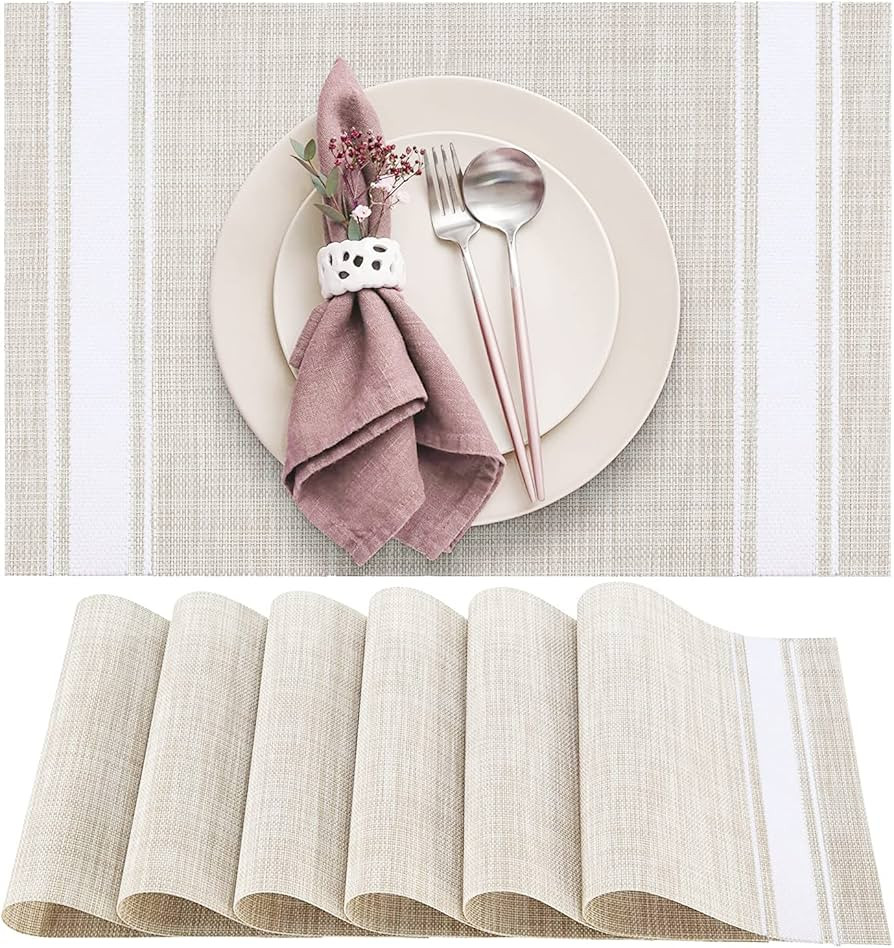 DACHUI Placemats, Heat-Resistant Placemats Stain Resistant Anti-Skid Washable PVC Table Mats Wove... | Amazon (CA)