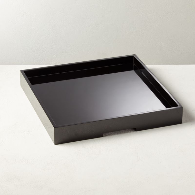 Hi-Gloss Large Black Square Tray + Reviews | CB2 | CB2