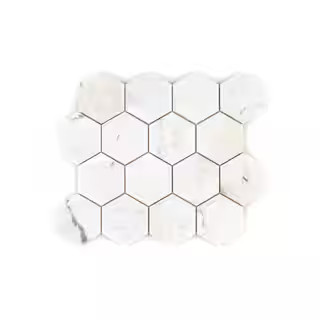Repose White 10.125 in. x 11.75 in. Hexagon Honed Marble Wall and Floor Mosaic Tile (0.826 sq. ft./Each) | The Home Depot