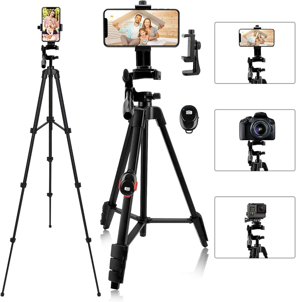 teefeet iPhone Tripod, 54" Lightweihgt Travel Tripod with Phone Holder Adapter/Remote shutter Rem... | Amazon (UK)