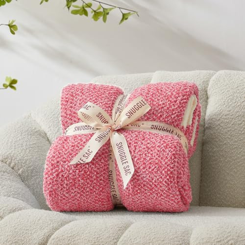 Snuggle Sac Hot Pink Throw Blanket for Couch, Pink Blanket Super Soft Microfiber Blankets Warm Cozy Knit Fuzzy Plush Lightweight Throws Gift for Women Girls, Hot Pink, 50x60 inches | Amazon (US)