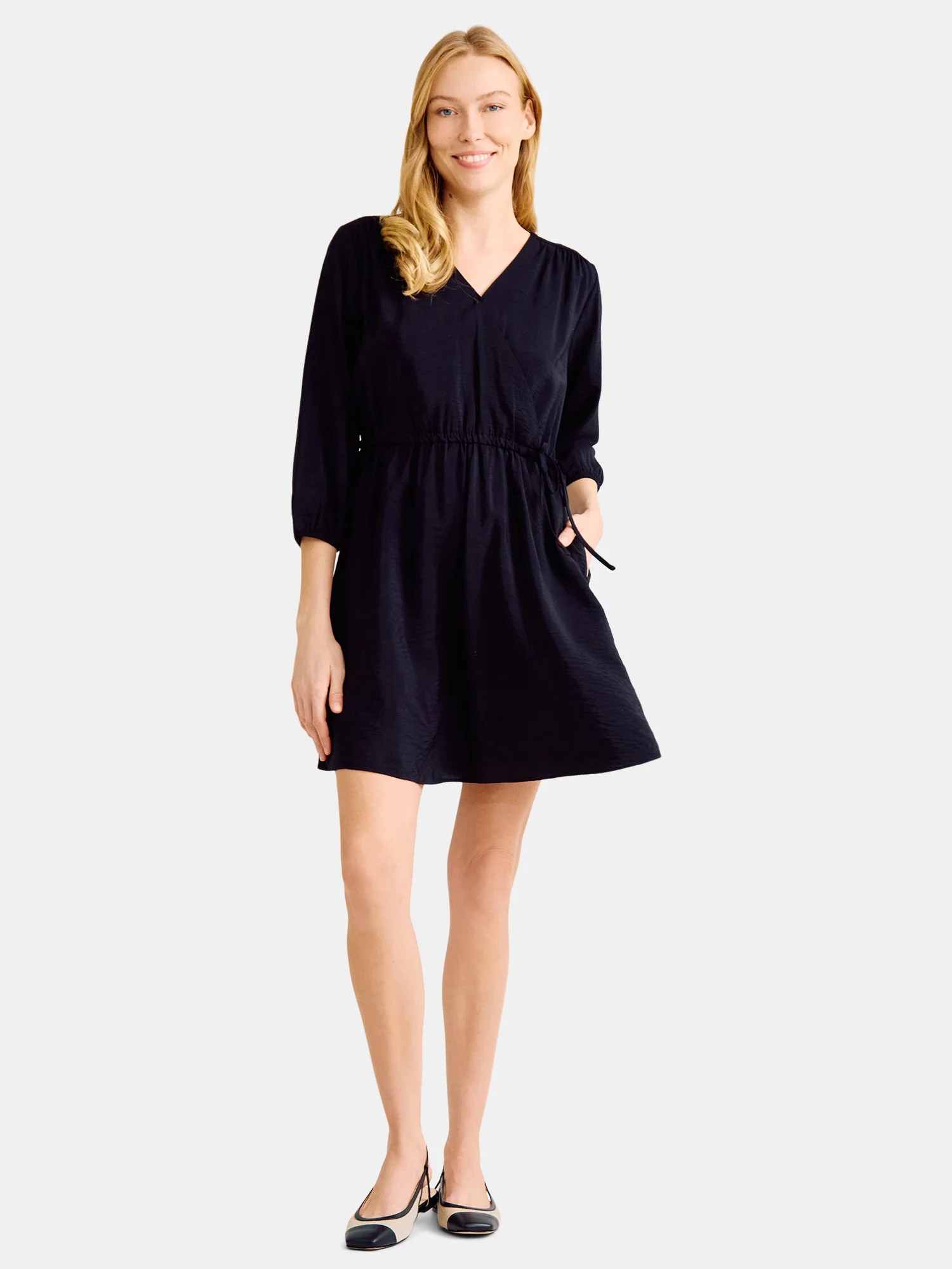 Time and Tru Women's and Women’s Plus Mini Wrap Dress, Sizes XS-4X | Walmart (US)