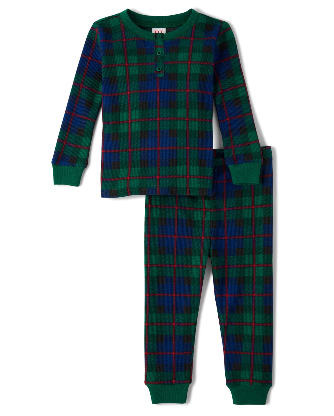 Unisex Baby And Toddler Matching Family Tartan Plaid Thermal Henley Pajamas - green | The Children's Place
