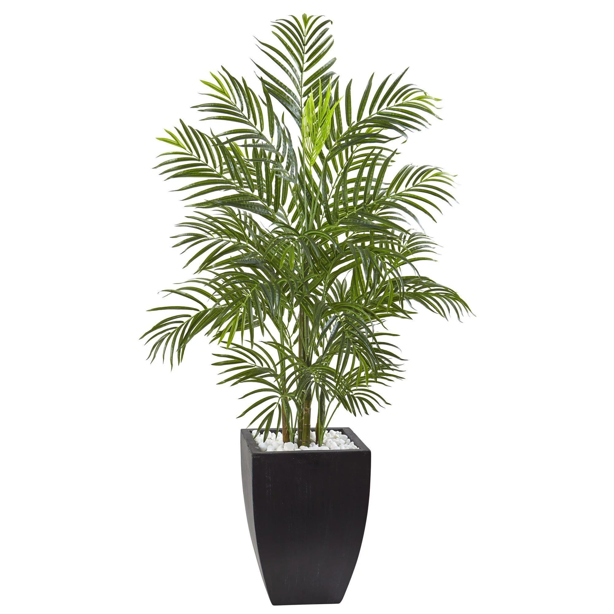 4.5’ Areca Palm Tree with Black Wash Planter UV Resistant (Indoor/Outdoor) | Nearly Natural | Nearly Natural