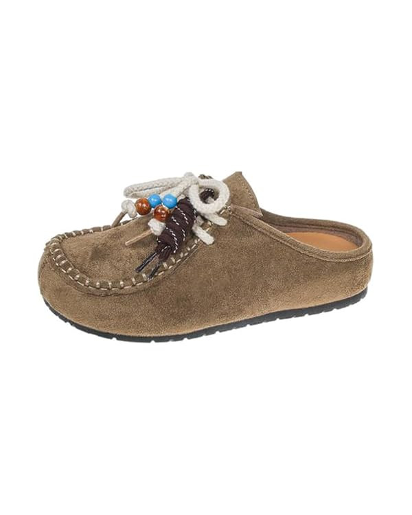 Suede Moccasins Mules for Women Fashion Beaded Comfortable Round Toe Soft Sole Slip On Flat Clog ... | Amazon (US)