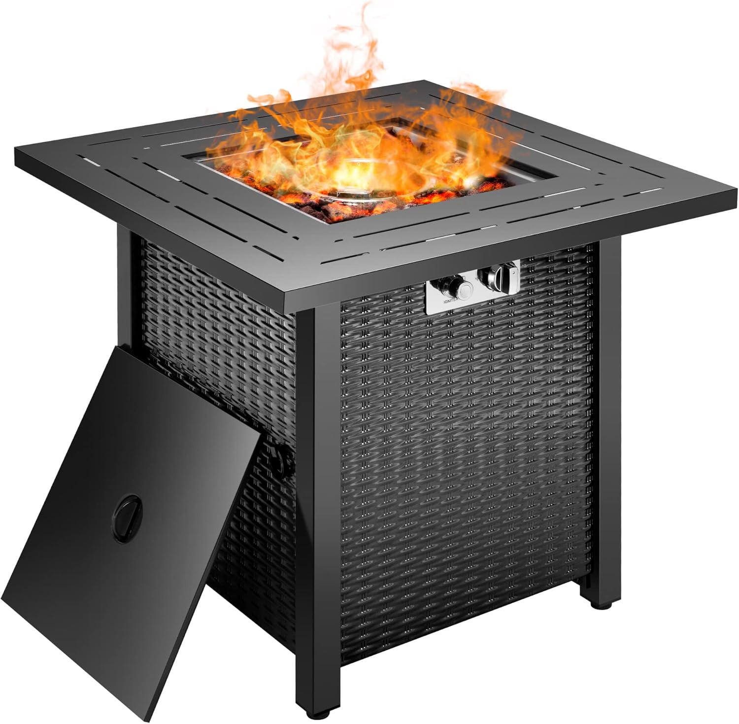 VIVOHOME 28 Inch 50,000 BTU Propane Gas Fire Pit Table with Lava Rock, Wicker Look, ETL CSA Certi... | Amazon (US)