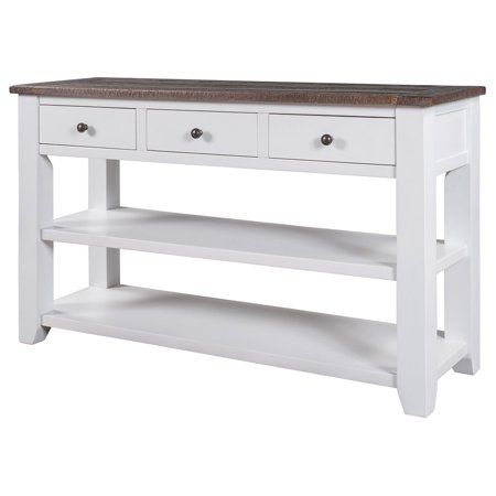 Irene Inevent Console Table 3 Drawers Sideboard 2 Shelves Wood Top Entryway Desk for Living Room Typ | Walmart (US)