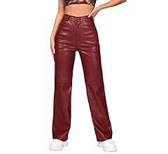 MakeMeChic Women's PU High Waist Faux Leather Straight Leg Pants with Pockets | Amazon (US)