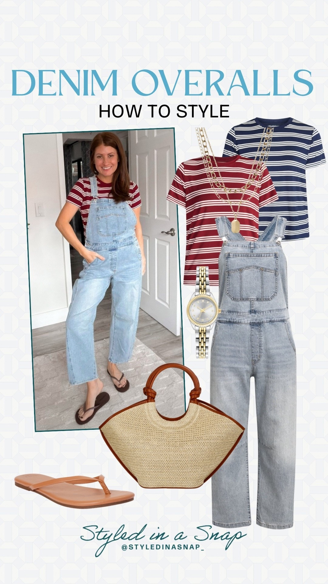 These denim overalls are so cute and so fun to style! I love them with these striped tees, beach handbag and comfy cognac flip flops. 
Casual mom outfit inspo 

#LTKOver40 #LTKPetite