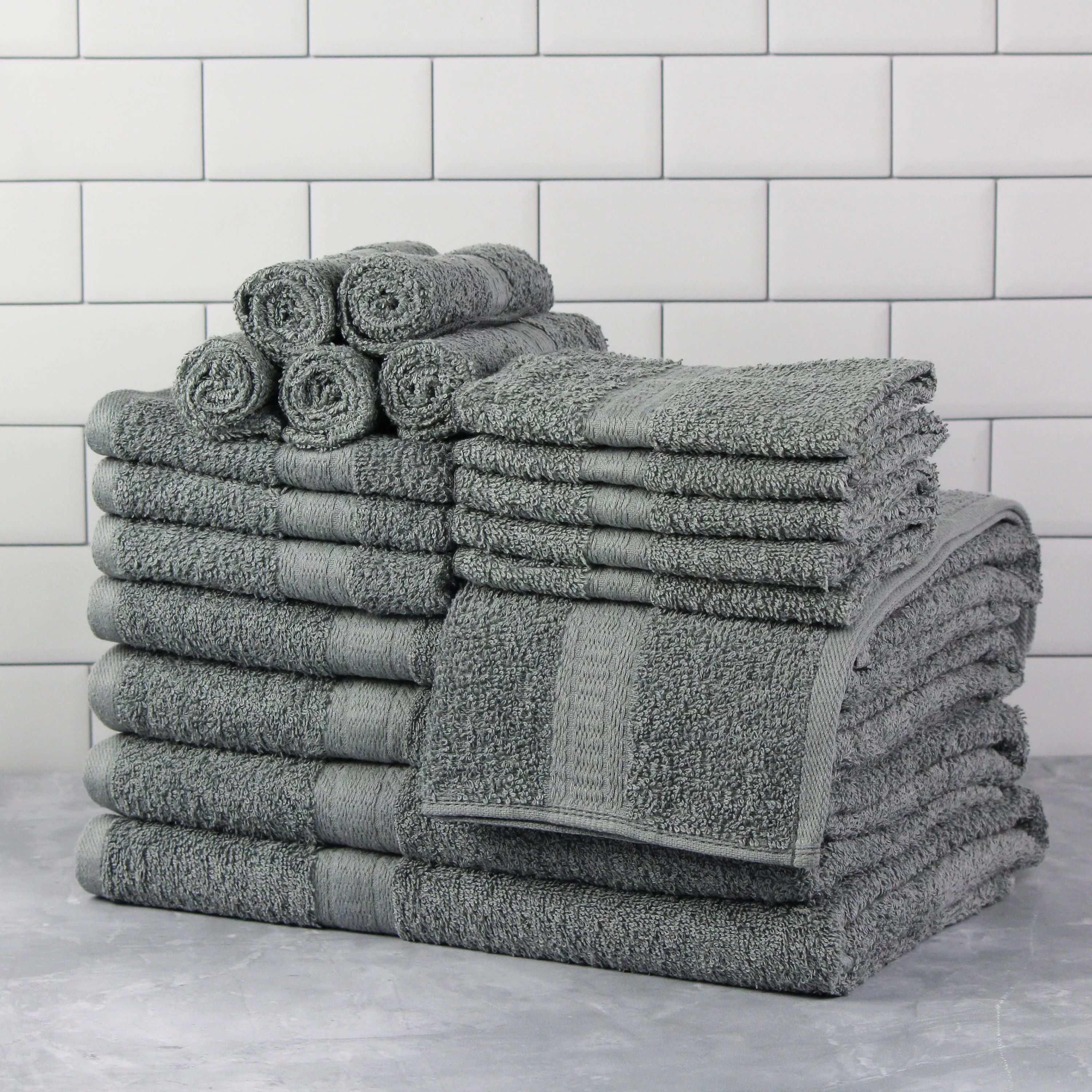 Solid 18-Piece Bath Towel Set, School Grey, Mainstays - Walmart.com | Walmart (US)