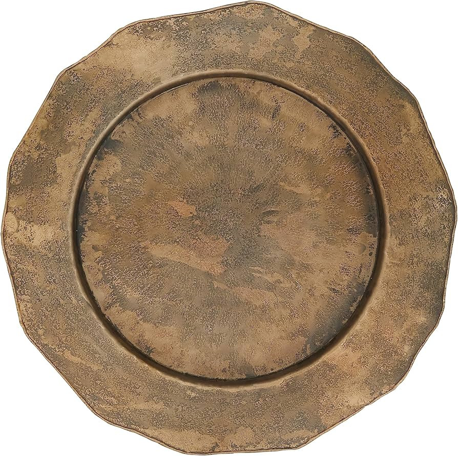 Elegant Hammered Metal Charger Plate with Scallop Edge (Set of 4) | Amazon (US)