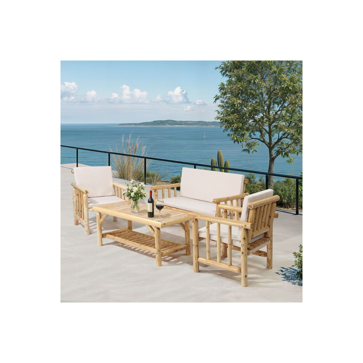 Karl Home Patio 4-Piece Wood Conversation Set | Target