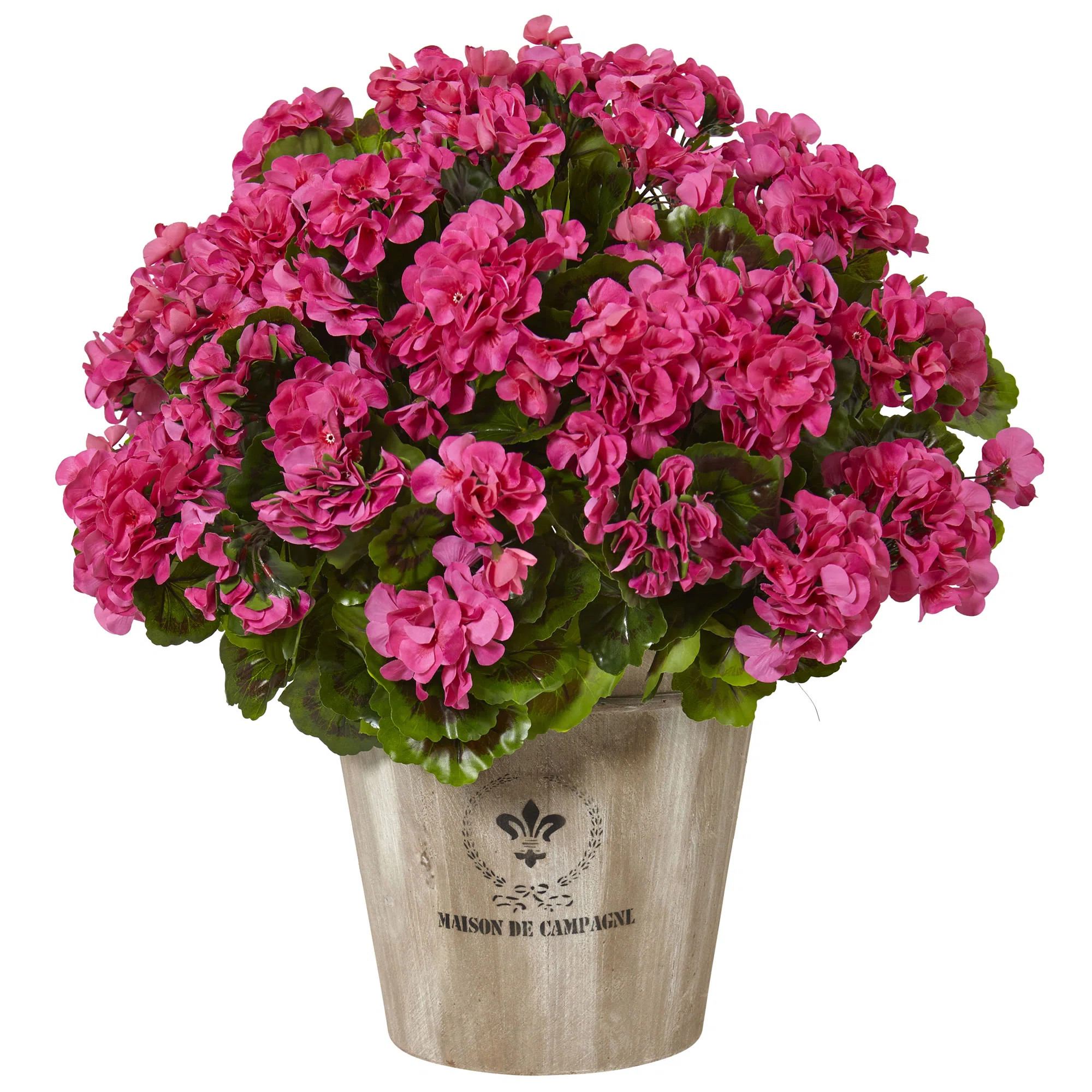 Geranium Silk Flowering Plant in Farmhouse Planter UV Resistant (Indoor/Outdoor) | Wayfair North America