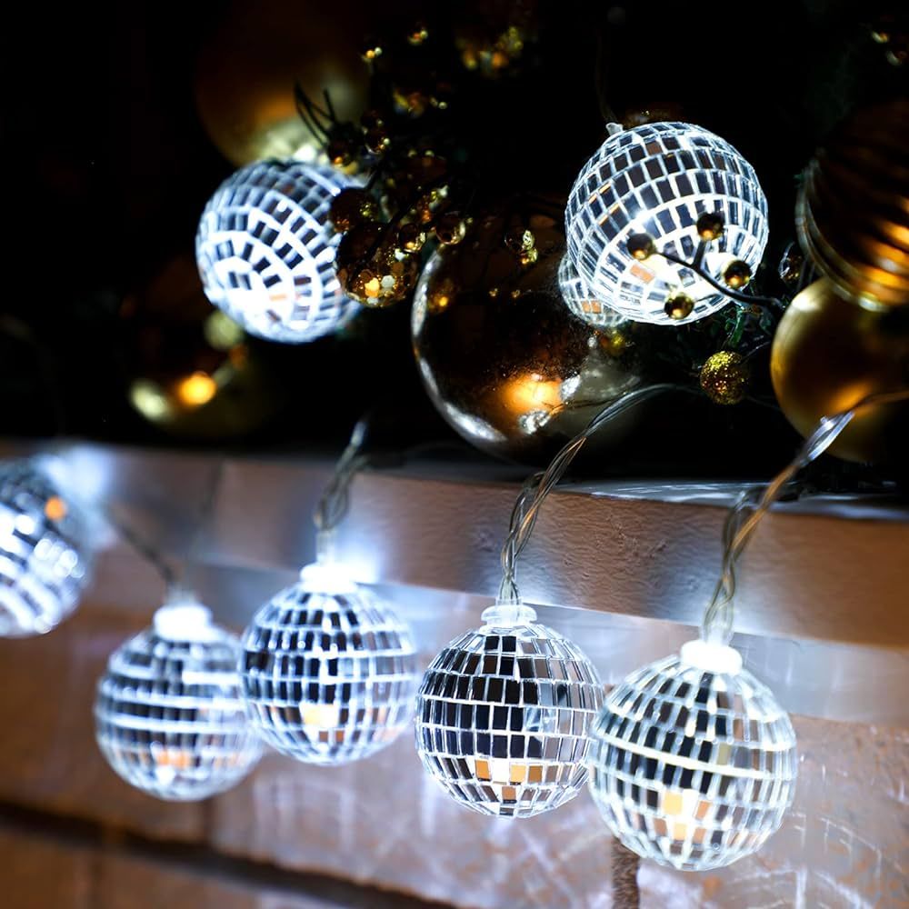 Christmas LED Disco Ball Decorations Mirror Disco Ball Ornaments 70s Disco Party Supplies Mini Di... | Amazon (US)