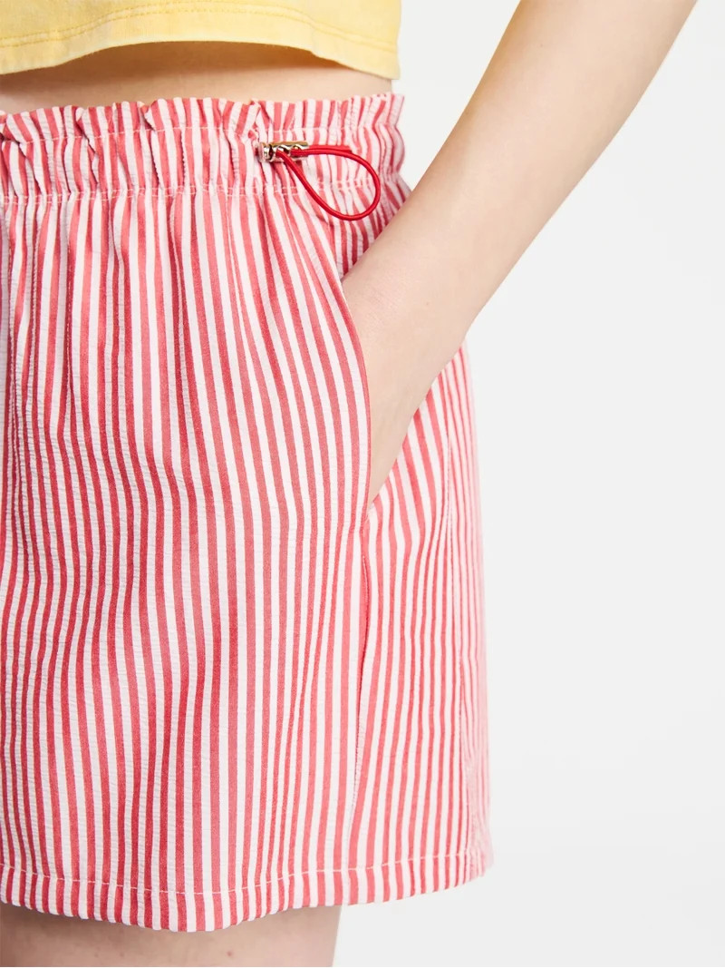 No Boundaries Striped Seersucker Bungee Shorts, 2" Inseam, Women's XXS-XXL | Walmart (US)