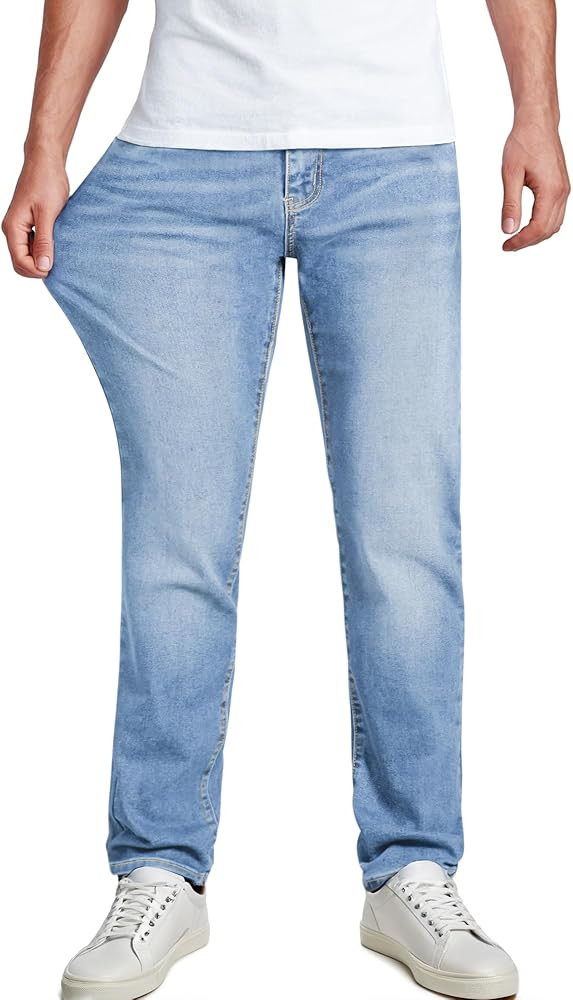 JMIERR Men's Stretch Jeans Regular Fit Straight Leg Casual Denim Pants | Amazon (US)
