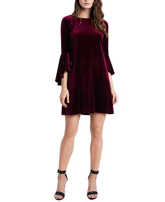 MSK Velvet Bell-Sleeve Shift Dress - Macy's | Macy's