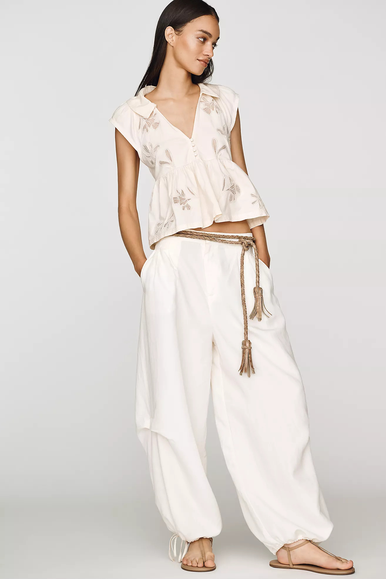 By Anthropologie Cotton Cutwork Babydoll Top | Anthropologie (US)