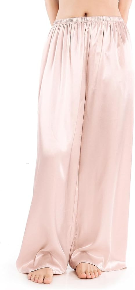 Wantschun Womens Wide Leg Pajama Pants Satin Silk Casual Loose Elastic Waist Lounge Pants Pj Bott... | Amazon (US)