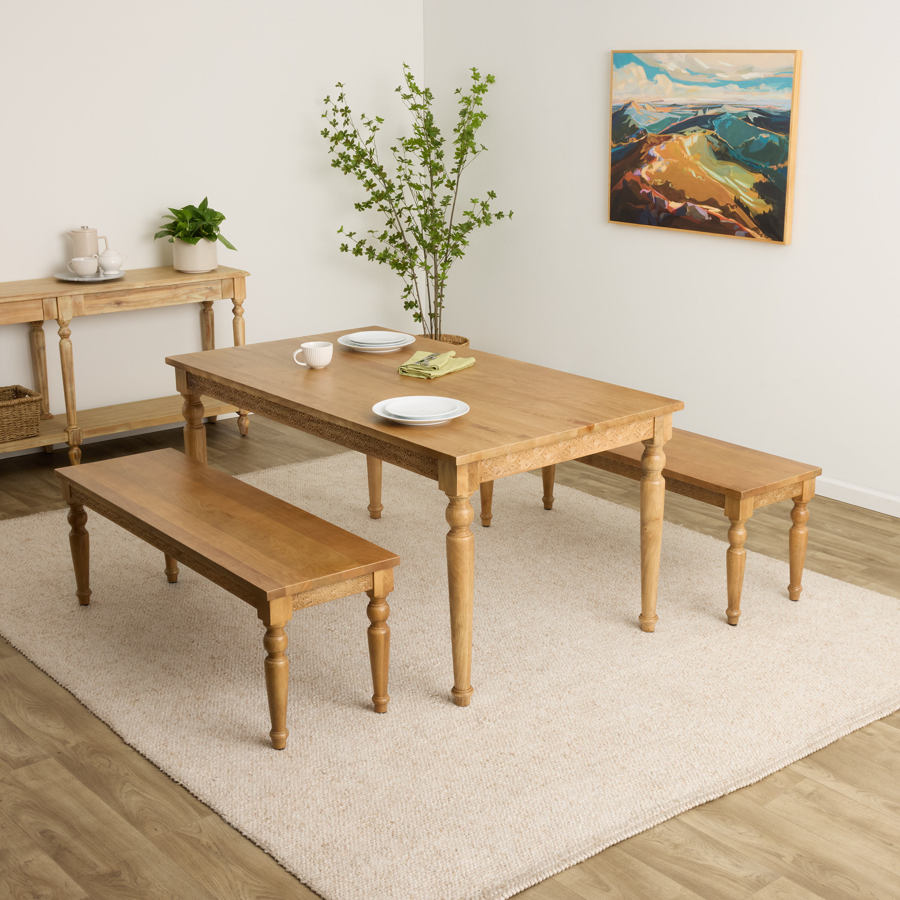 Nisha Hand Carved Wood Medallion Dining Collection | World Market