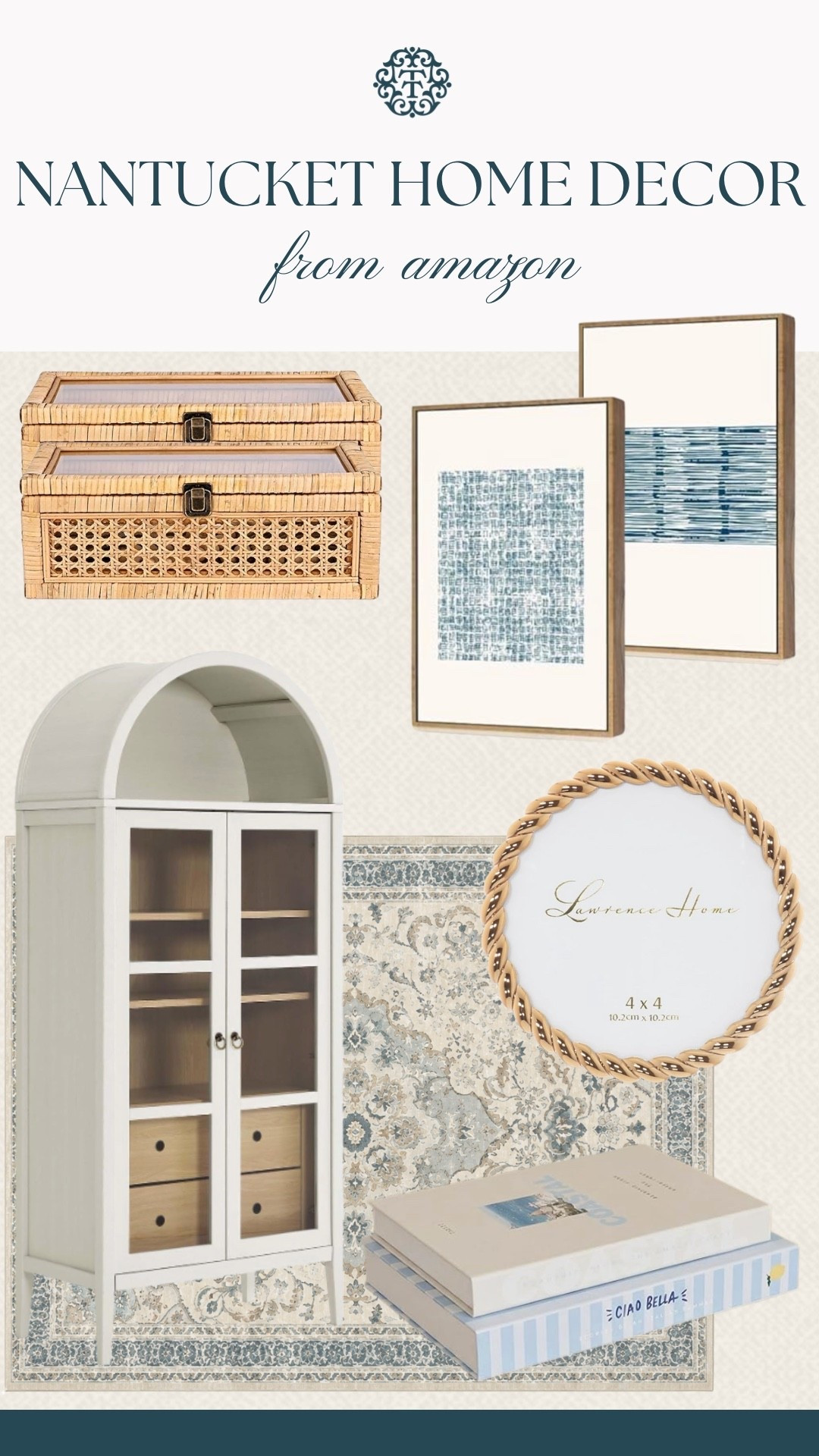 For a more classic Nantucket look, this mix leans into timeless pieces that make a home feel warm and pulled together. The woven textures, soft blues, and framed accents give it that collected-over-time feel. It’s the kind of decor that feels polished but still comfortable enough to actually live with.

#LTKSeasonal #LTKOver40 #LTKHome