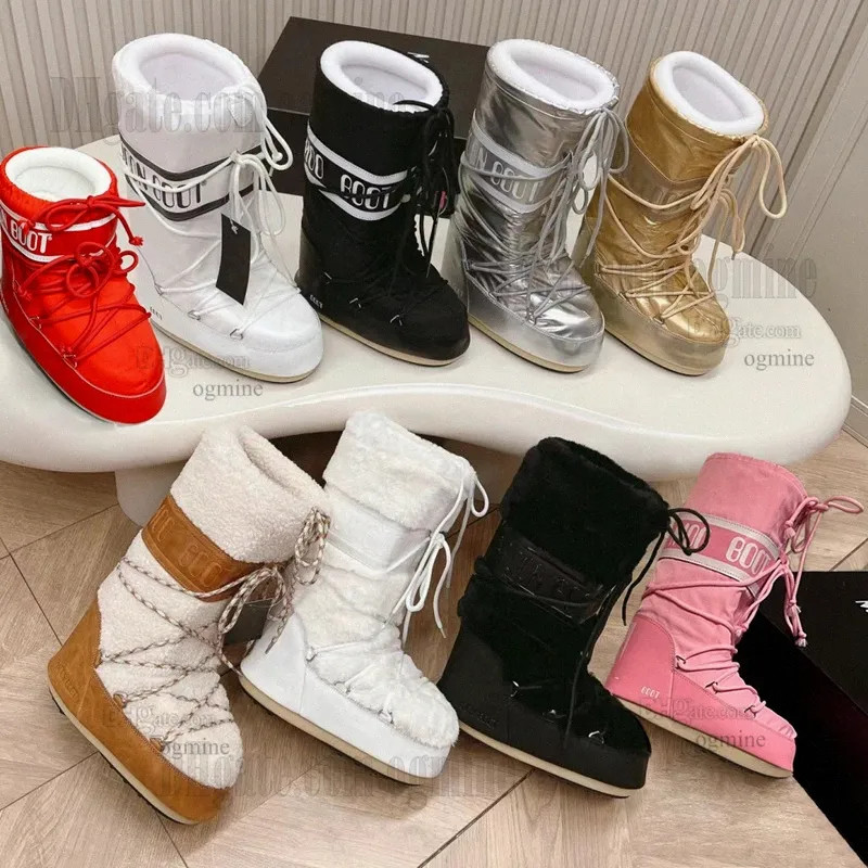 Designer moon boot ICON Nylon Snow Boots High Quality Apres-Ski Bootie Gabardine Botte Womens fas... | DHGate