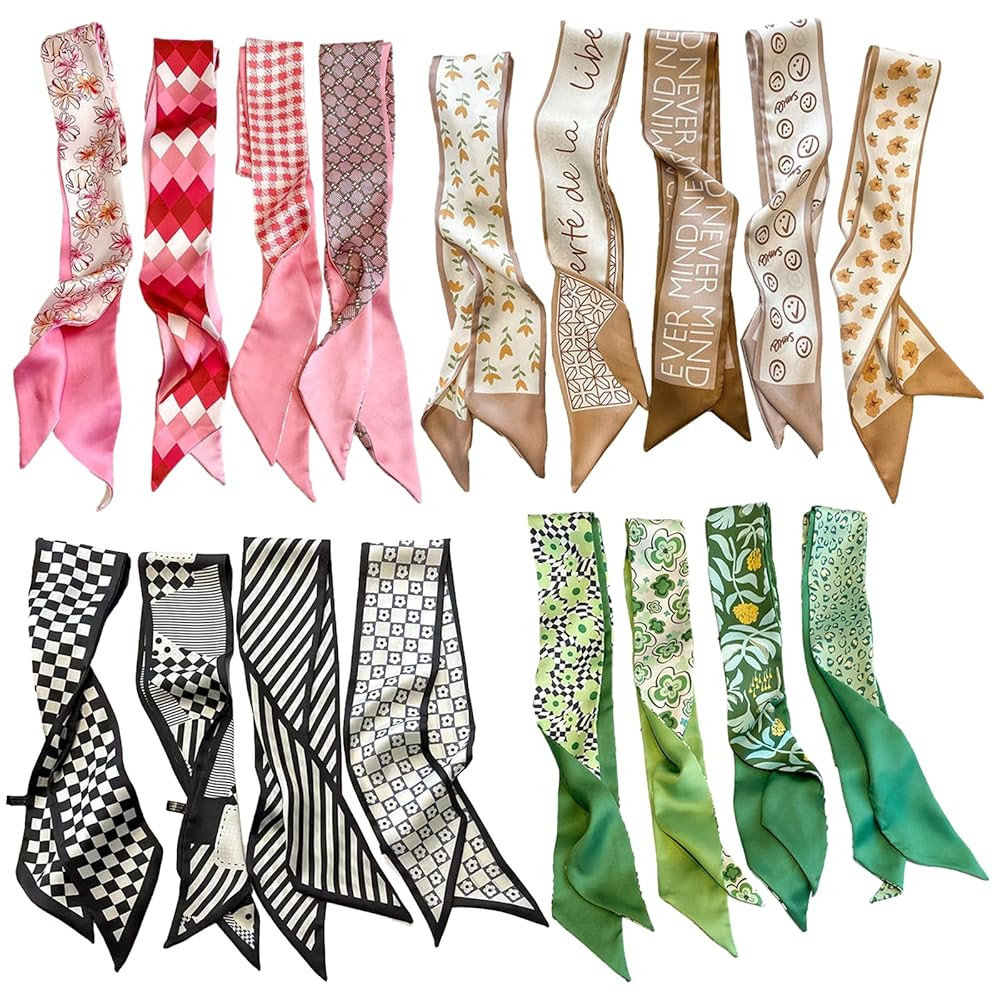 QTMY 17 Pack Purse Scarf for Bags Silk Head Scarf for Hair Handbag Women Scarfs Band Hair Neck Sc... | Amazon (US)