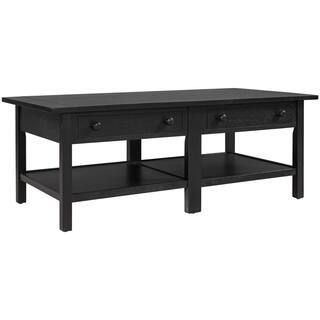 XBSZTABLE 47 in. Espresso Black Rectangular Wood Coffee Table with 2 Drawers XB721-FG-4 | The Home Depot