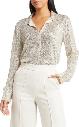 Sequin Button-Up Shirt | Nordstrom