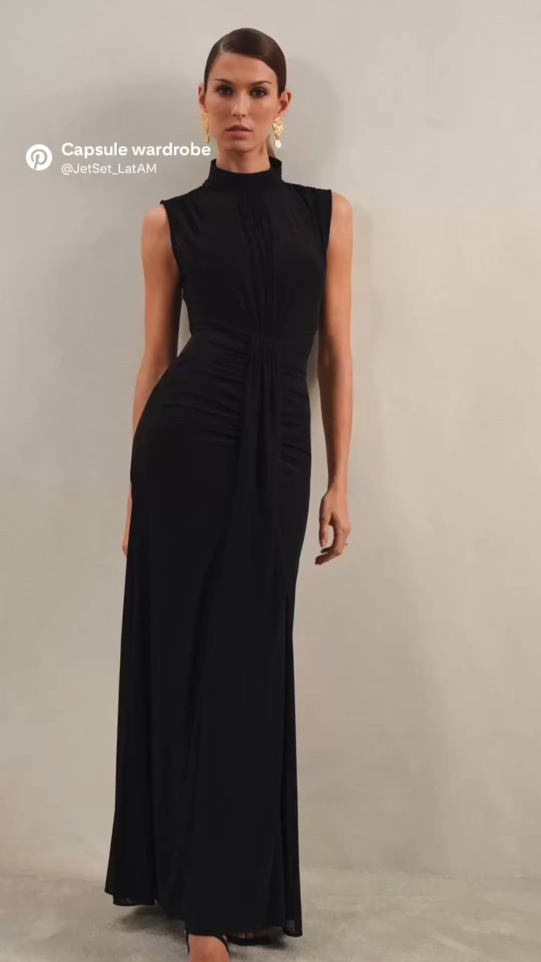 REISS | Daniella - Black Ruched Sleeveless Maxi Dress