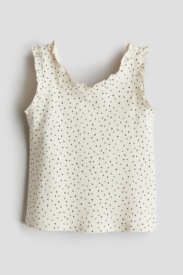 Ruffle-trimmed Tank Top - White/dotted - Kids | H&M US | H&M (US + CA)