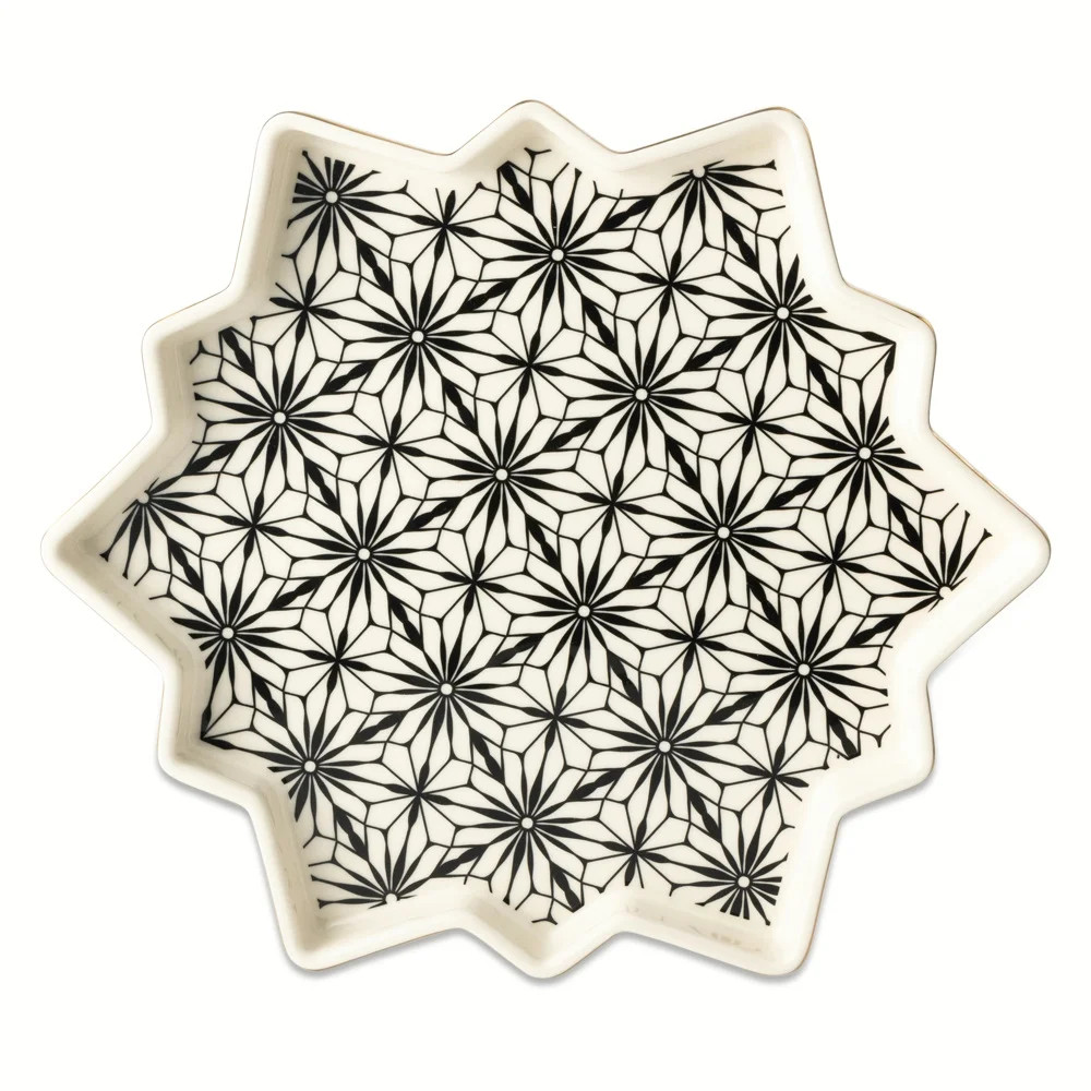 Thyme & Table Snowflake Figural Ceramic Platter - Black and White | Walmart (US)
