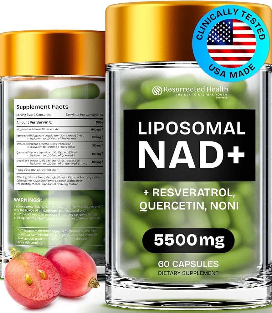 NMN Supplement Alternative - High Absorption NAD, Resveratrol, Berberine, Quercetin, Noni - Lipos... | Amazon (US)