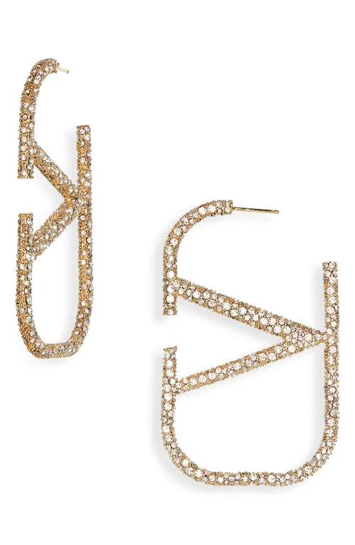 Valentino Garavani VLOGO Swarovski Crystal Earrings in Oro 18/Crystal Silver Shade at Nordstrom | Nordstrom