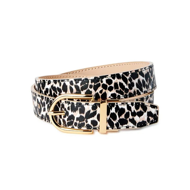 C.Wonder Reversible Belt; Harness Buckle; Reversible Beige to Leopard; Size Large - Walmart.com | Walmart (US)